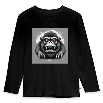 affe - Kinder Premium Bio Langarmshirt - Schwarz - Vorne - AI Model Kid Male (0cm)