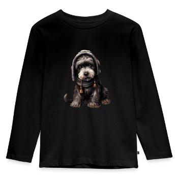 Giant Schnauzer Riesenschnauzer im cozy look - Kinder Premium Bio Langarmshirt - Schwarz - Vorne - AI Model Kid Male (0cm)