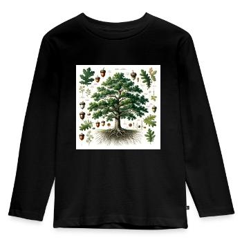 Botanik Eiche - Kinder Premium Bio Langarmshirt - Schwarz - Vorne - AI Model Kid Male (0cm)