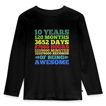 10 Years Old 10th Birthday Vintage Retro 120 Month - Kids' Premium Longsleeve Shirt - black - Front - AI Model Kid Male (0cm)