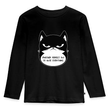 Hate Cat - Kids' Premium Longsleeve Shirt - black - Front - AI Model Kid Male (0cm)