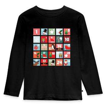 Festive Advent Calendar Christmas - Kids' Premium Longsleeve Shirt - black - Front - AI Model Kid Male (0cm)