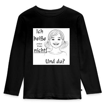 Ich beiße nicht - Mädchen-Motiv - Kinder Premium Bio Langarmshirt - Schwarz - Vorne - AI Model Kid Male (0cm)