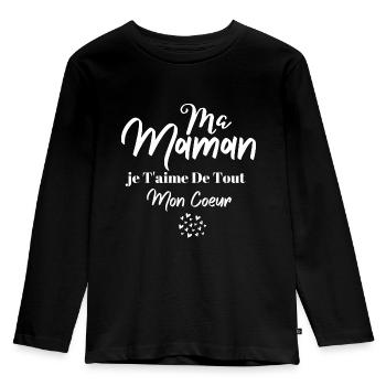 Ma maman Je T aime De Tout Mon Coeur - T-shirt manches longues Premium Enfant - noir - Devant - AI Model Kid Male (0cm)