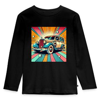 Voiture rétro dans le style pop art - T-shirt manches longues Premium Enfant - noir - Devant - AI Model Kid Male (0cm)