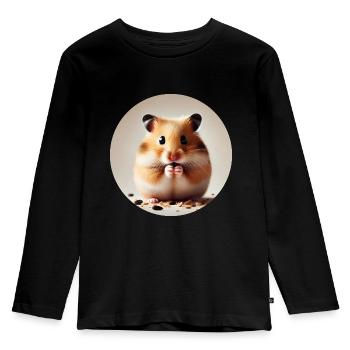 Hamster doré - T-shirt manches longues Premium Enfant - noir - Devant - AI Model Kid Male (0cm)