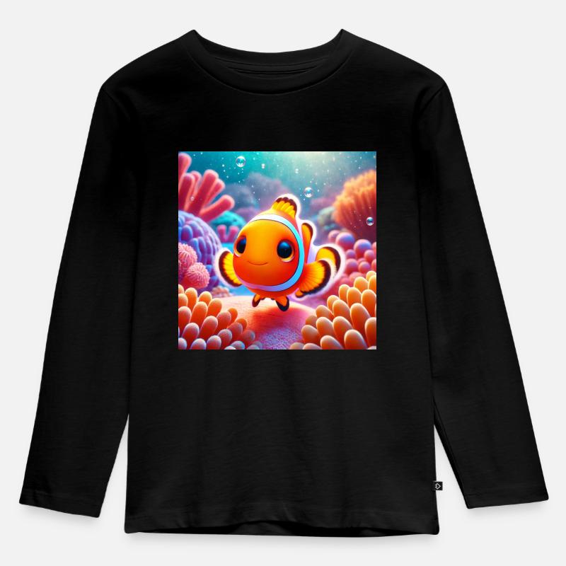 Clownfisch - Baby - Kinder Premium Bio Langarmshirt - Schwarz