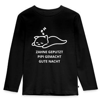 TEETH BRUSHED PI*PI MADE GOOD NIGHT, Sleeping - Kids' Premium Longsleeve Shirt - black - Front - AI Model Kid Male (0cm)