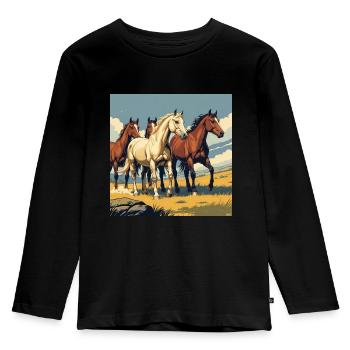 Quarter Horse Herd - Kids' Premium Longsleeve Shirt - black - Front - AI Model Kid Male (0cm)