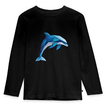 Tauchender Delfin, Wassertier - Kinder Premium Bio Langarmshirt - Schwarz - Vorne - AI Model Kid Male (0cm)