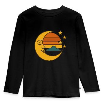Forest Whisper – Retro Fox Spirit - Kinder Premium Bio Langarmshirt - Schwarz - Vorne - AI Model Kid Male (0cm)