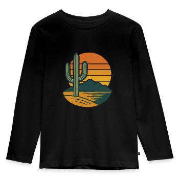 Desert Glow – Retro Silence - Kinder Premium Bio Langarmshirt - Schwarz - Vorne - AI Model Kid Male (0cm)