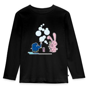 Der Elefant und der Hase machen Seifenblasen - Kinder Premium Bio Langarmshirt - Schwarz - Vorne - AI Model Kid Male (0cm)