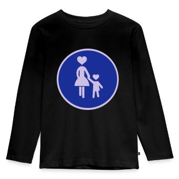 Trafic signe piétonne femme avec enfant 2C. - T-shirt manches longues Premium Enfant - noir - Devant - AI Model Kid Male (0cm)