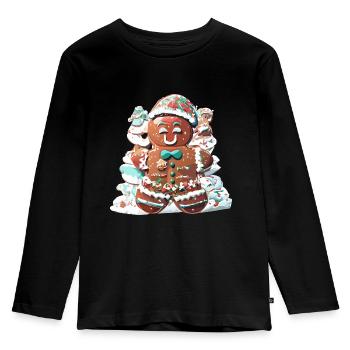 Lebkuchen Männchen - Kinder Premium Bio Langarmshirt - Schwarz - Vorne - AI Model Kid Male (0cm)