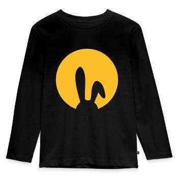Hase im Mond * Kaninchen Häschen - Kinder Premium Bio Langarmshirt - Schwarz - Vorne - AI Model Kid Male (0cm)