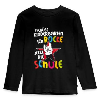 Bye kindergarten i'm rocking school now - Kids' Premium Longsleeve Shirt - black - Front - AI Model Kid Male (0cm)