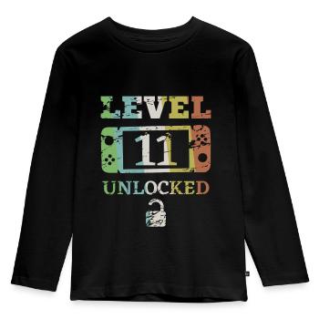 11th Birthday Level 11 Unlocked Switch - Kids' Premium Longsleeve Shirt - black - Front - AI Model Kid Male (0cm)