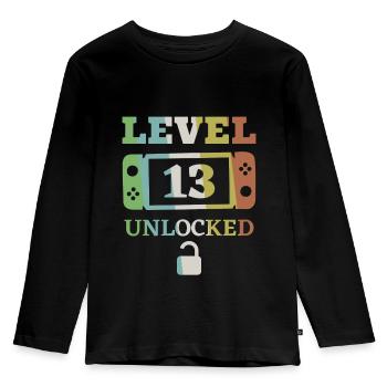 Niveau 13 unlocked 13e anniversaire cadeau - T-shirt manches longues Premium Enfant - noir - Devant - AI Model Kid Male (0cm)