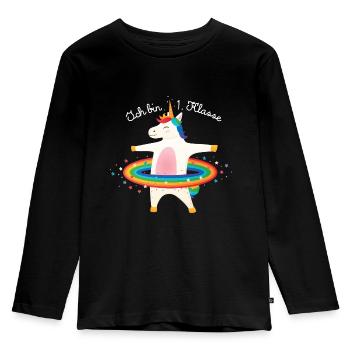 Ich Bin 1 Klasse Einhorn Hula Unicorn - Kids' Premium Longsleeve Shirt - black - Front - AI Model Kid Male (0cm)