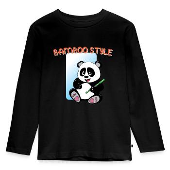 Panda Bamboo Style - T-shirt manches longues Premium Enfant - noir - Devant - AI Model Kid Male (0cm)