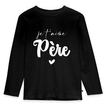 je t aime Père - T-shirt manches longues Premium Enfant - noir - Devant - AI Model Kid Male (0cm)