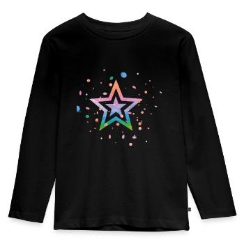 Star in big bang colors - Kids' Premium Longsleeve Shirt - black - Front - AI Model Kid Male (0cm)