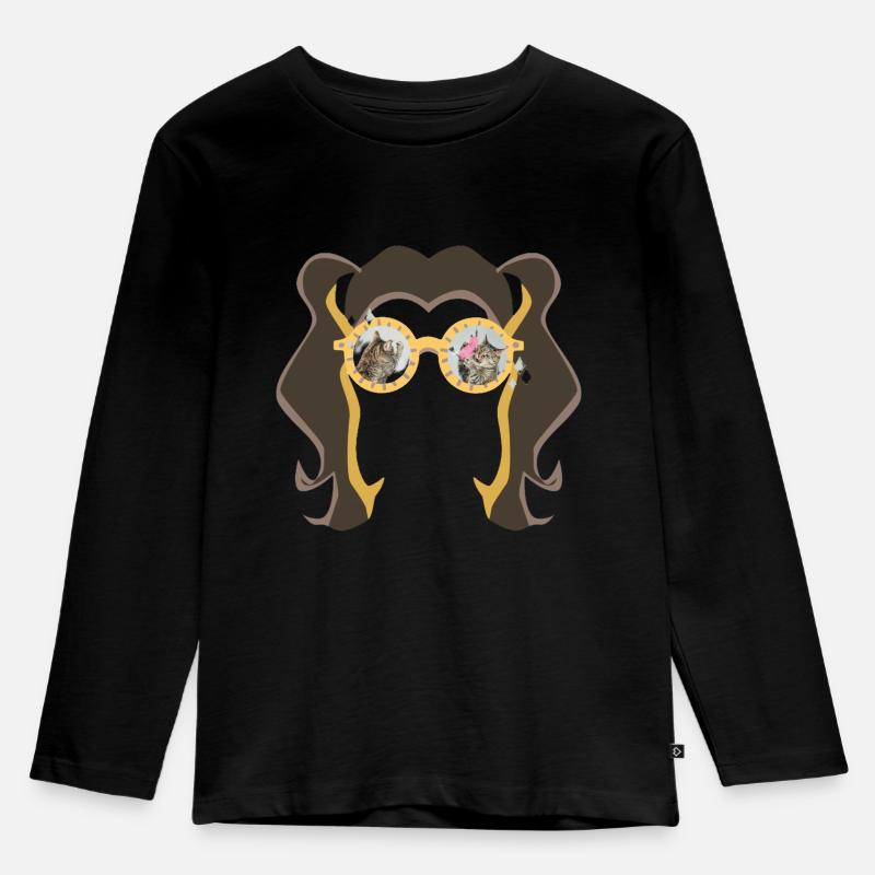 Mädchen mit Brille 1 - Kinder Premium Bio Langarmshirt - Schwarz