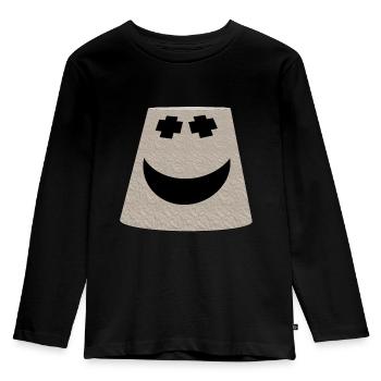 Eimer-Lächeln-Gesicht-Emoticon - Kinder Premium Bio Langarmshirt - Schwarz - Vorne - AI Model Kid Male (0cm)