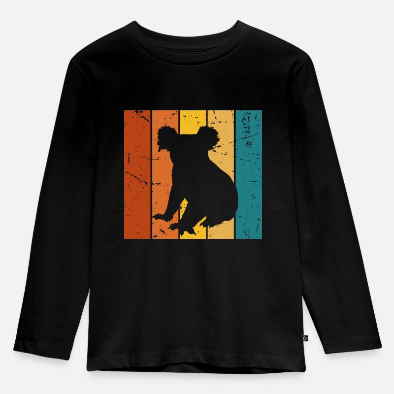 Koala Vintage-Geschenk - Kinder Premium Bio Langarmshirt - Schwarz