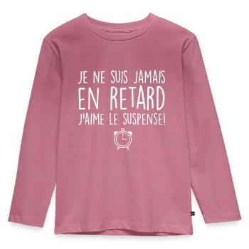 je ne suis jamais en retard - T-shirt manches longues Premium Enfant - mauve - Devant - AI Model Kid Female (0cm)
