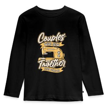 Machine à coudre Couple - T-shirt manches longues Premium Enfant - noir - Devant - AI Model Kid Male (0cm)