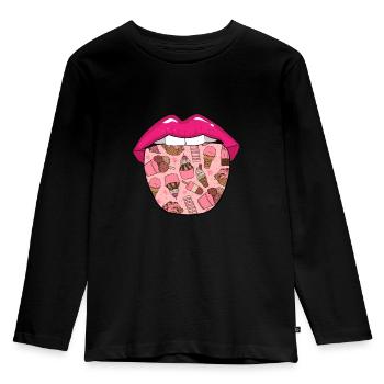 Langue de crème glacée - T-shirt manches longues Premium Enfant - noir - Devant - AI Model Kid Male (0cm)