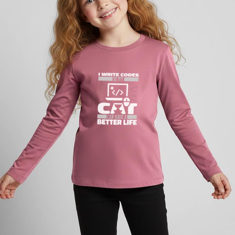 Entwickler Coder Programmierer Katze Kinder Premium Bio Langarmshirt