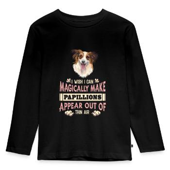 Papillon Witzig - Kinder Premium Bio Langarmshirt - Schwarz - Vorne - AI Model Kid Male (0cm)