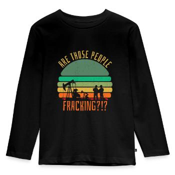 Ölfeld Bohrinsel Fracking - Kinder Premium Bio Langarmshirt - Schwarz - Vorne - AI Model Kid Male (0cm)