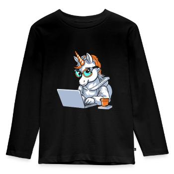 Developer, Coder, Programmer, Coffee - Kids' Premium Longsleeve Shirt - black - Front - AI Model Kid Male (0cm)