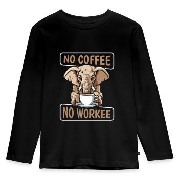 Kaffee Cafe Elefant Pas de café Pas de Workee - T-shirt manches longues Premium Enfant - noir - Devant - AI Model Kid Male (0cm)