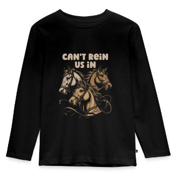 Horse Equestrian Sports - Kids' Premium Longsleeve Shirt - black - Front - AI Model Kid Male (0cm)