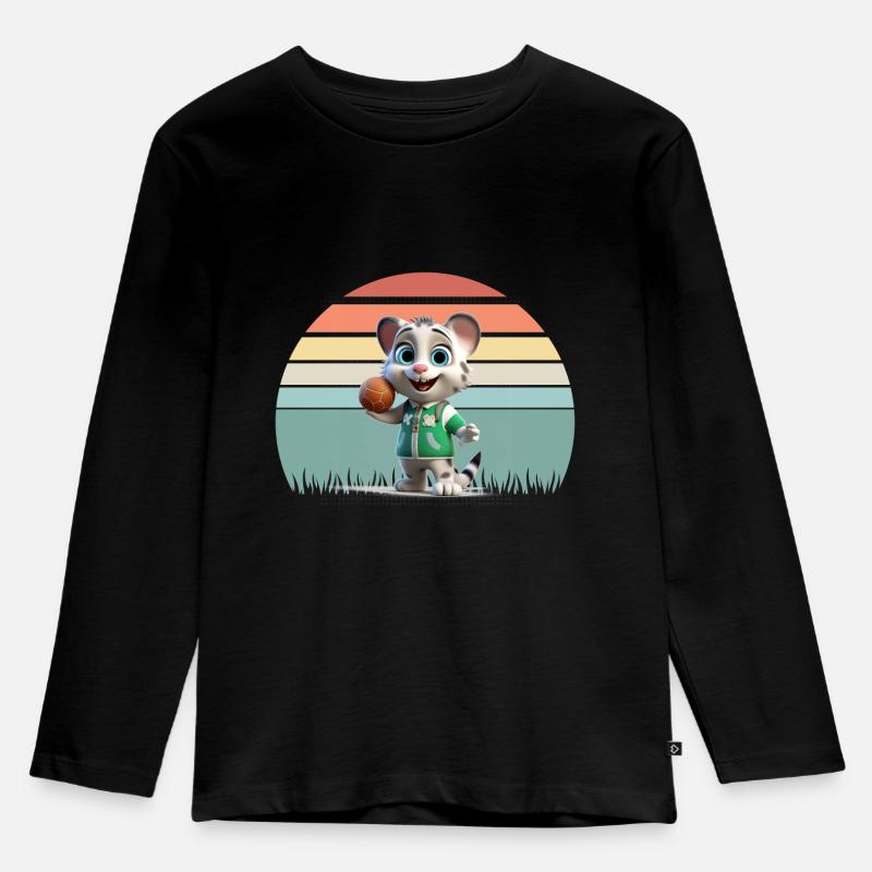 2Katze mit Kugel - Kinder Premium Bio Langarmshirt - Schwarz
