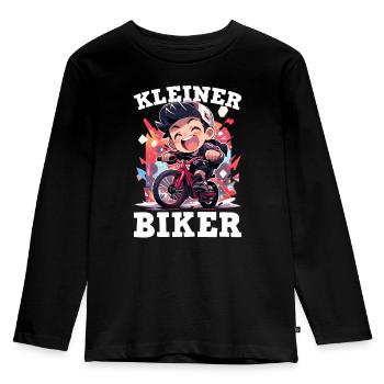 Biker Junge - Kinder Premium Bio Langarmshirt - Schwarz - Vorne - AI Model Kid Male (0cm)