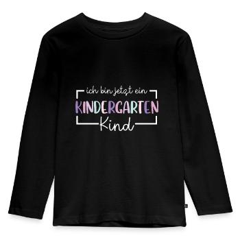 Kindergartenkind Regenbogen Ich bin jetzt im - Kinder Premium Bio Langarmshirt - Schwarz - Vorne - AI Model Kid Male (0cm)