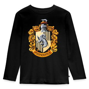 Harry Potter Emblem Hufflepuff Painting - Kids' Premium Longsleeve Shirt - black - Front - AI Model Kid Male (0cm)