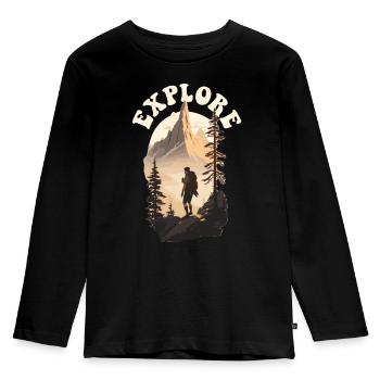 Explore Trekking Adventure - Kids' Premium Longsleeve Shirt - black - Front - AI Model Kid Male (0cm)