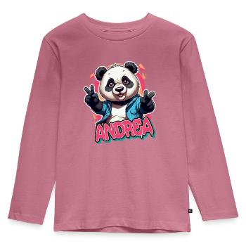 ANDREA - Beau nom de fille avec Cool Panda - T-shirt manches longues Premium Enfant - mauve - Devant - AI Model Kid Female (0cm)