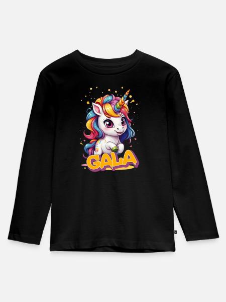 GALA - Beautiful girl name with cute unicorn - Kids' Premium Longsleeve Shirt - black