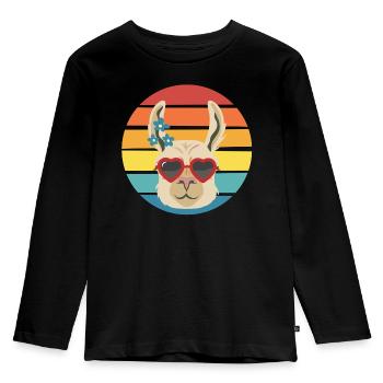 Summer llama shirt for Animal T shirt lover - Kids' Premium Longsleeve Shirt - black - Front - AI Model Kid Male (0cm)
