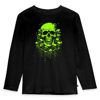 Les crânes verts visqueux abondent - T-shirt manches longues Premium Enfant - noir - Devant - AI Model Kid Male (0cm)