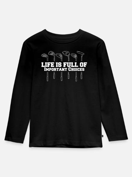 Golf Golfschläger - Kinder Premium Bio Langarmshirt - Schwarz