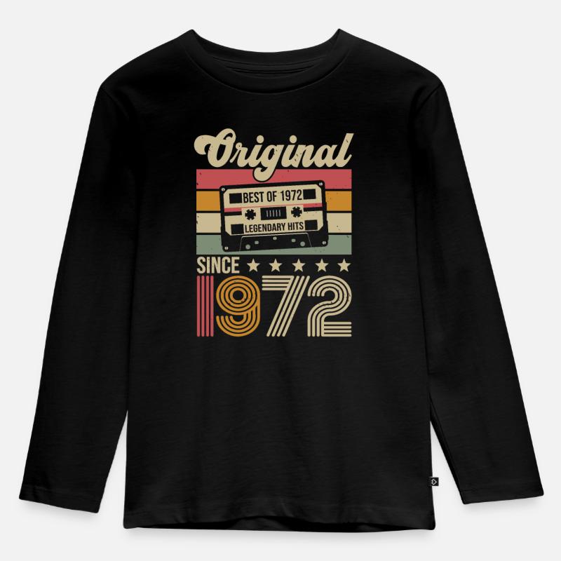 Vintage Geburtstag Original Geschenkidee 1972 - Kinder Premium Bio Langarmshirt - Schwarz